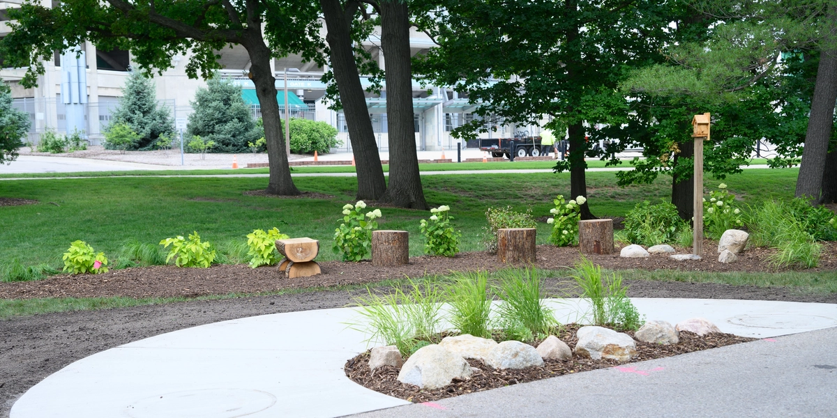 Memorial garden on campus