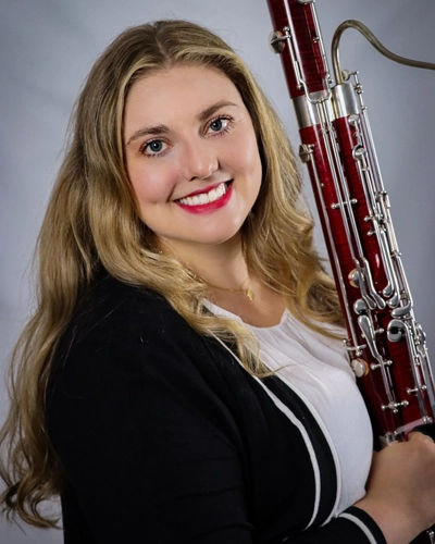 Madeline Wilks with her bassoon
