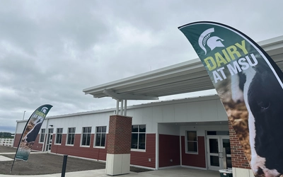 The outside of the new MSU Dairy facility