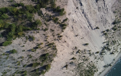 The side bank of the sand dunes along Lake Michigan.