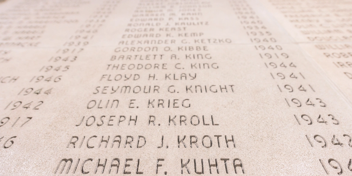 Memorial wall in Alumni Chapel