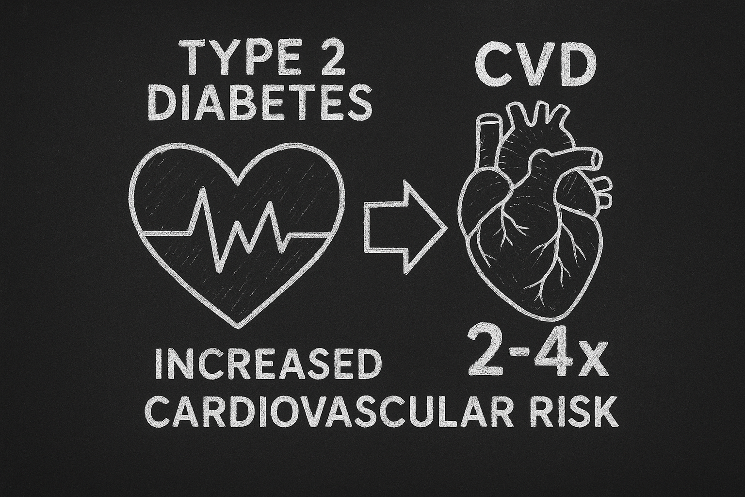 Graphic about how Type 2 Diabetes increases Cardiovascular risks