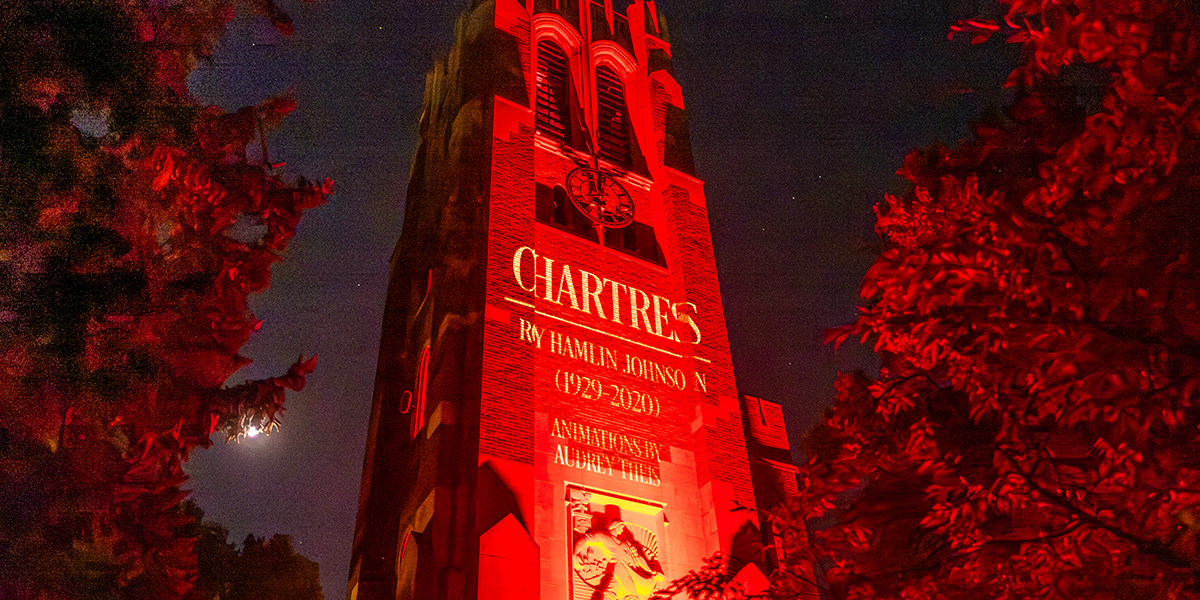 Students gather at Beaumont Tower Halloween Kickoff Concert.