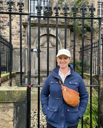 Wolf photographed standing in front of Adam Smith’s grave in Canongate Kirkyard on the Royal Mile, Edinburgh, Scotland.
