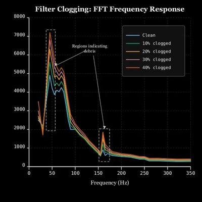 Multi-colored lines on a graph show the differences between a clean and clogged automotive filter.