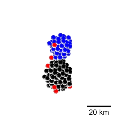 Computer simulated image of how this snowman-shaped object might have formed.