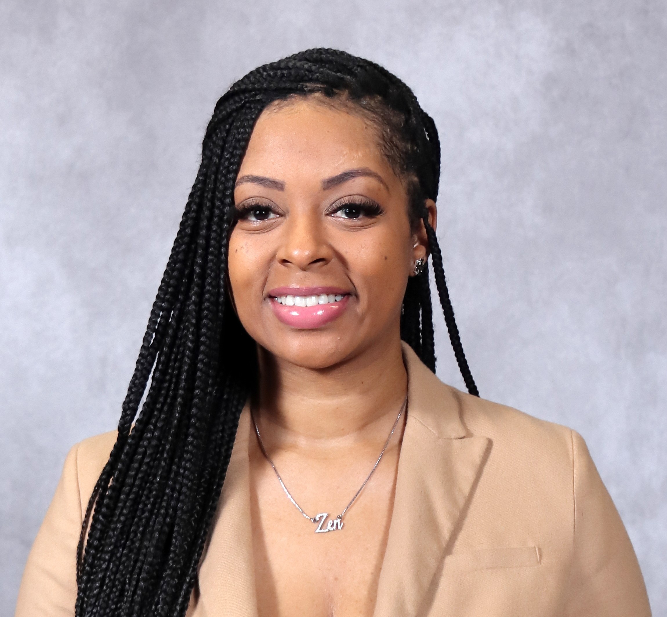 A woman in a studio photo
