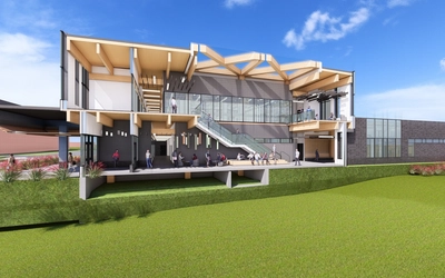 A rendering of a building upgrade on the campus of Michigan State University.