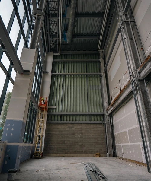 The future home of a 47-foot climbing wall.