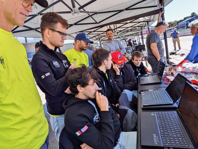 Team Polimove-MSU working during the race at WetherTech Raceway Laguna Seca.