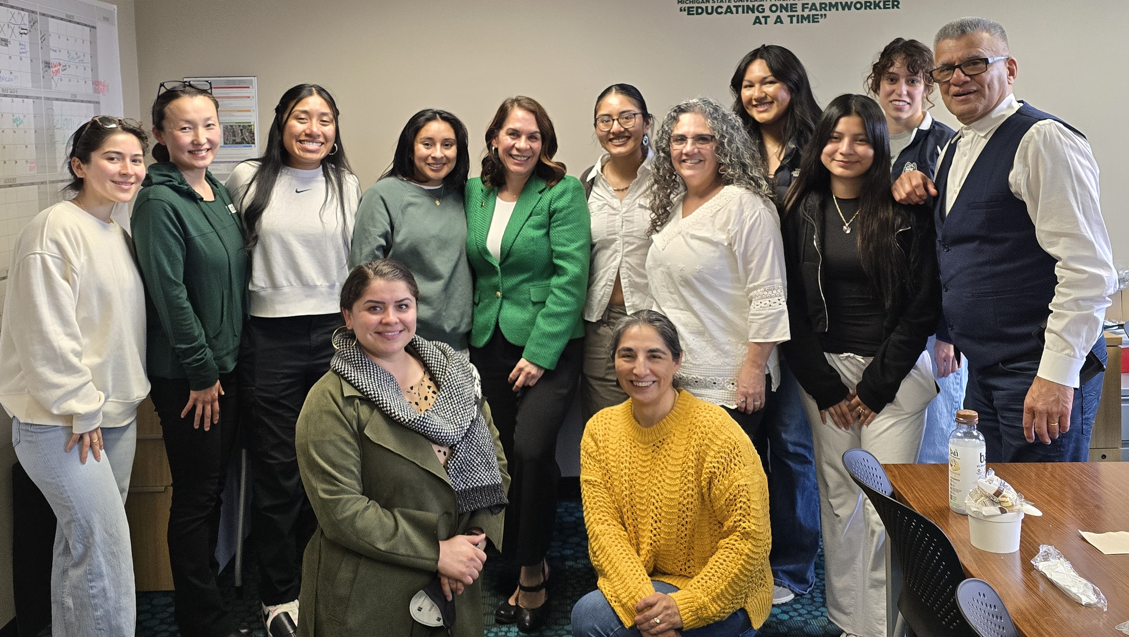 A group of people smiling