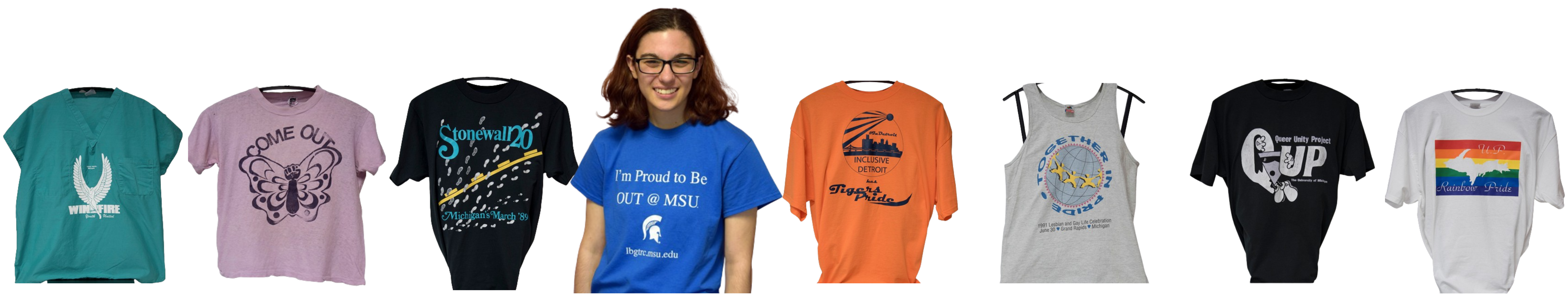 Cutouts of various color t-shirts