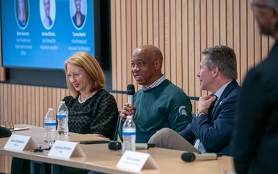 MSU leaders, including Vennie Gore and Emily Guerrant, speaking at a panel discussion.