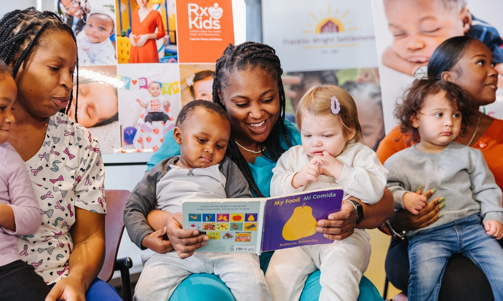 Mothers and infants participate in the Rx Kids launch event in Detroit.