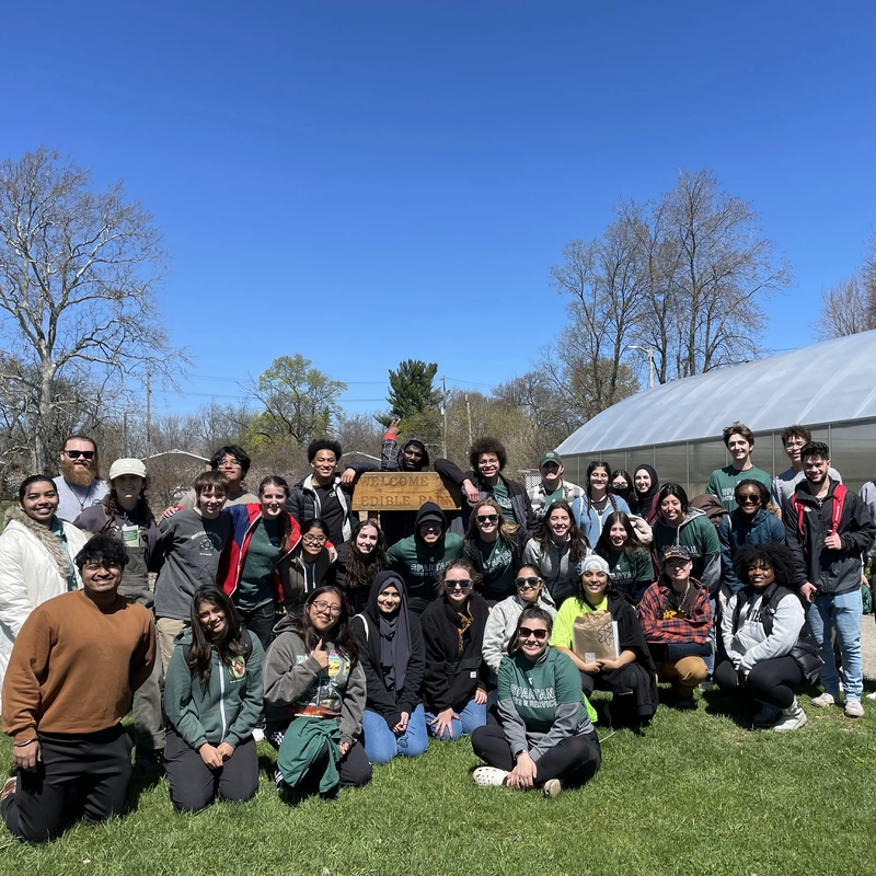 Michigan State students participating in community service.