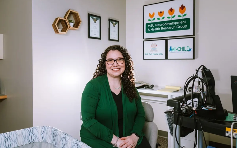 Nicole Talge, PhD in her office