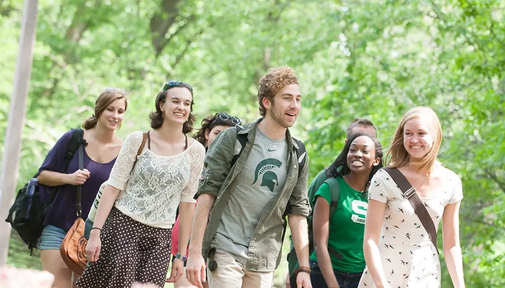 Students walking outdoors