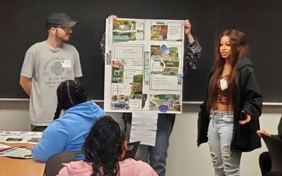 MSU and University Prep students display their renderings of a reimagined Detroit neighborhood