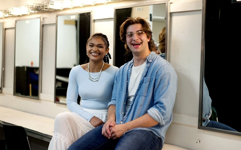BFA in Acting majors Tasiyah Hampton (left) and Preston Lyford (right). Hampton plays Nina and Lyford plays Con in “Stupid F**king Bird.” (Photo by Trystan Guerrero)