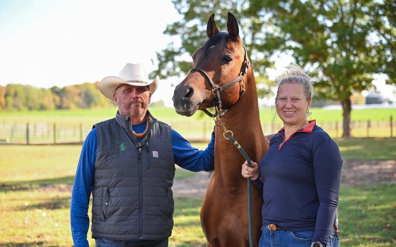 Gayelord Mankowski and Hannah Brink with Marco at the HTRC.