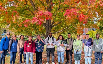 Lansing Community College students and faculty during a Michigan State University campus visit.
