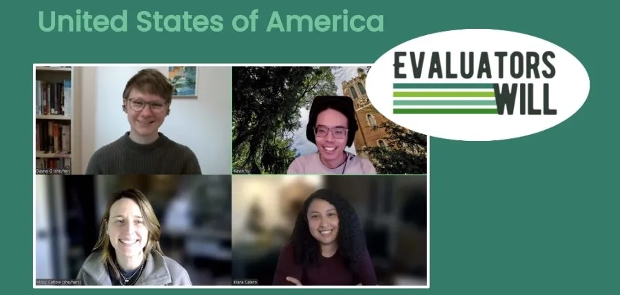 Dayna Gallagher, Missy Catlow,  Kiara Argentina, Calero Hernandez, and Kevin Yu on a zoom meeting.