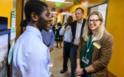 Provost Laura Lee McIntyre, right, and College of Agriculture and Natural Resources Dean Matthew Daum