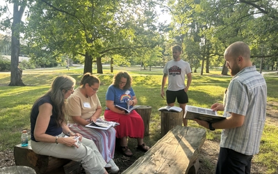 Teachers in the third cohort of the fellowship analyze genocide memory in graphic narratives on MSU’s campus in August 2026.