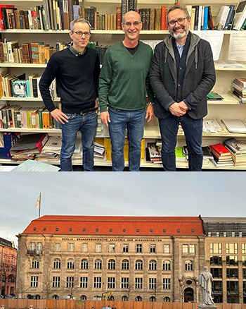 Ricardo Lorenz, Dr. Ulrich Päßler (left) and Dr Tobias Kraft (right) visited the Berlin Academy of Sciences.