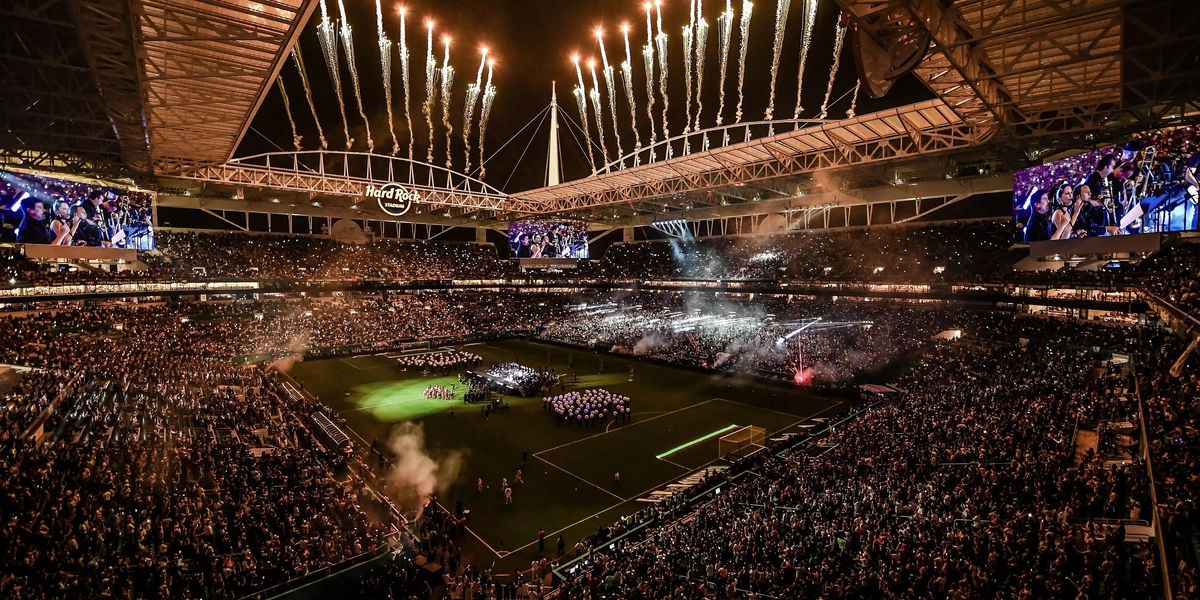 Permanent Bermudagrass field at Hard Rock Stadium prepared for FIFA World Cup 2026