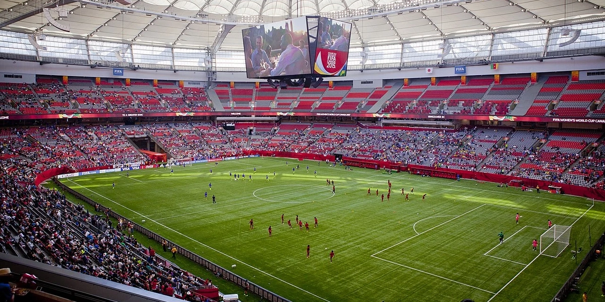 BC Place Stadium, Vancouver, during the 2015 Women's FIFA World Cup with natural turf installed