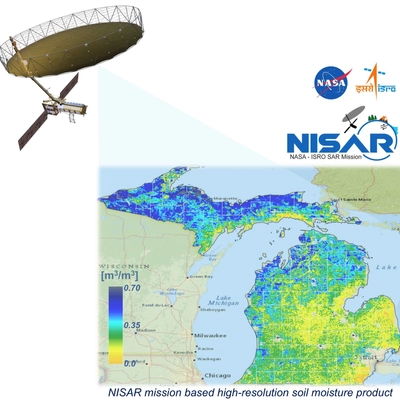 Example of soil moisture data from Michigan from NASA's NISAR satellite mission.