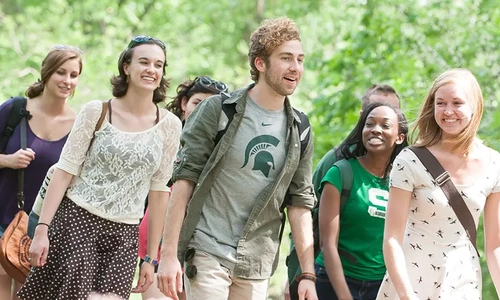 Students walking outdoors