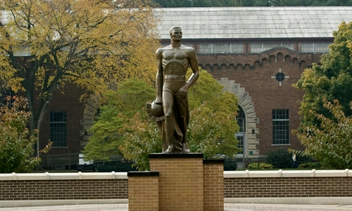 Sparty statue on a Fall afternoon.