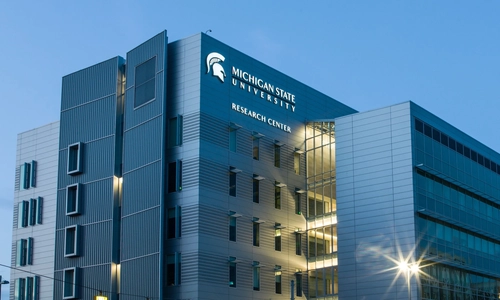Grand Rapids Research Center at dusk