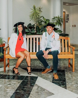 Static portraits of Ayda Alavi and Austin Olano
